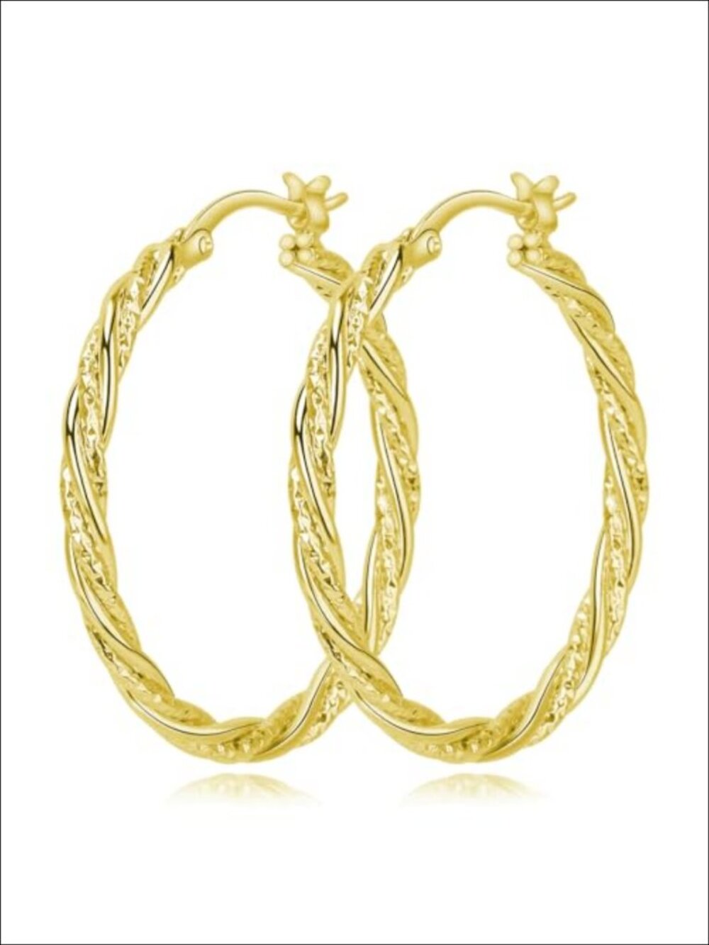 14K Gold Plated Twisted Hoop Earrings for Women 35mm Hypoallergenic